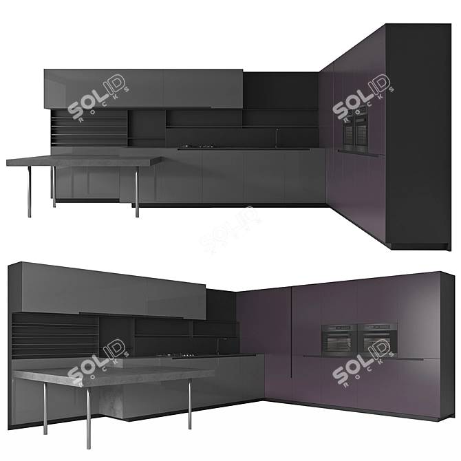 Modern Kitchen Phoenix: Stylish Design & Easy Editing 3D model image 1