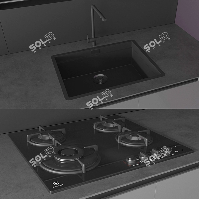 Modern Kitchen Phoenix: Stylish Design & Easy Editing 3D model image 2