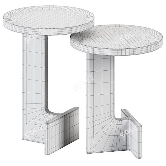 Ariake Wooden Beam Side Tables 3D model image 2