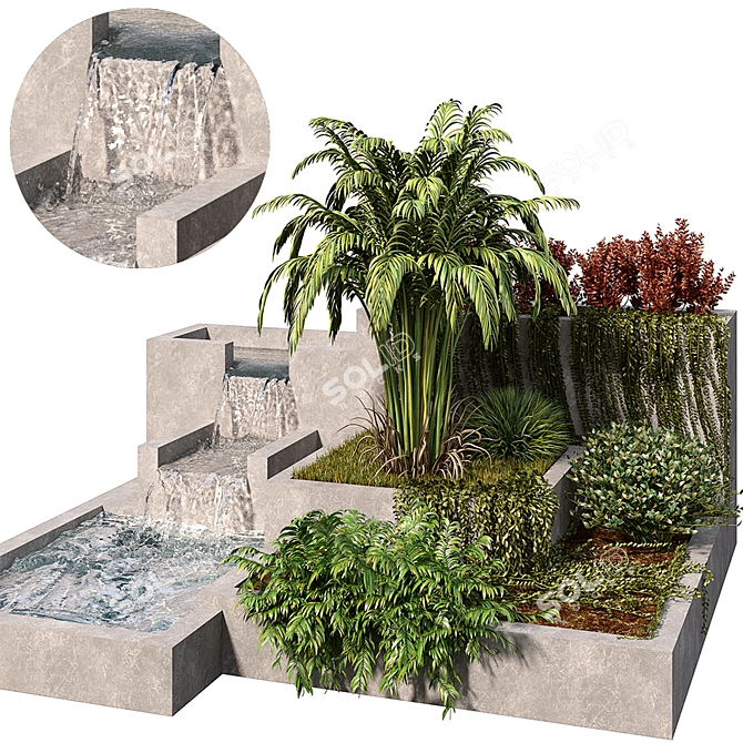 Serene Oasis Garden Set 3D model image 1