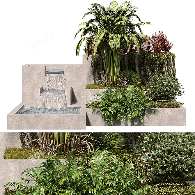 Serene Oasis Garden Set 3D model image 3