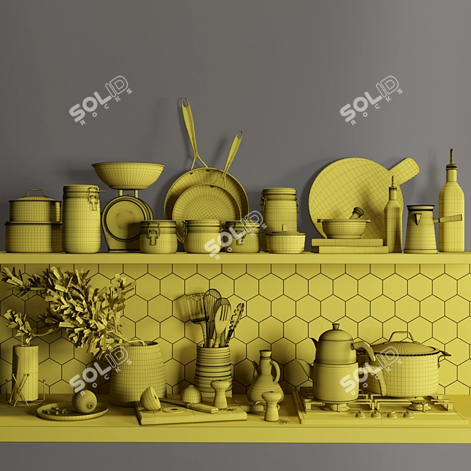 Sleek Kitchen Decor Set 3D model image 3