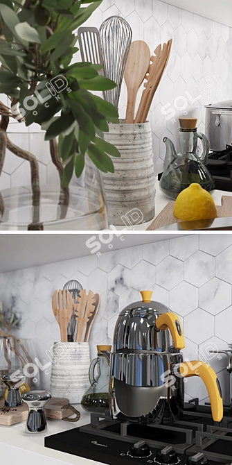 Sleek Kitchen Decor Set 3D model image 4