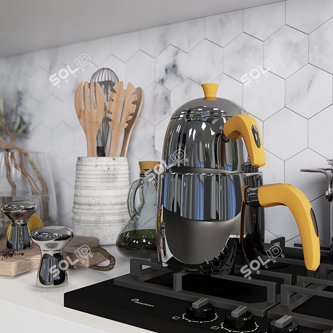 Sleek Kitchen Decor Set 3D model image 7