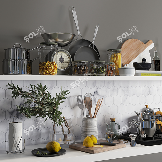 Sleek Kitchen Decor Set 3D model image 13