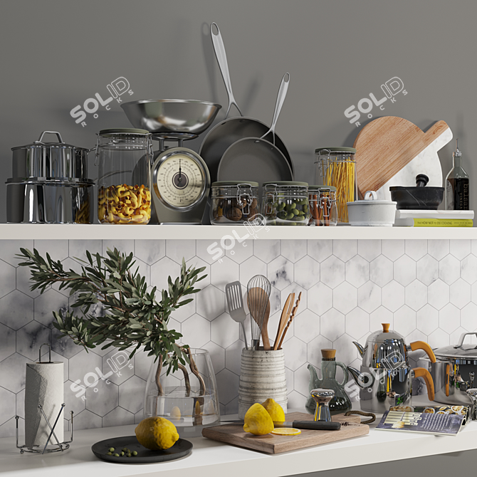 Sleek Kitchen Decor Set 3D model image 18