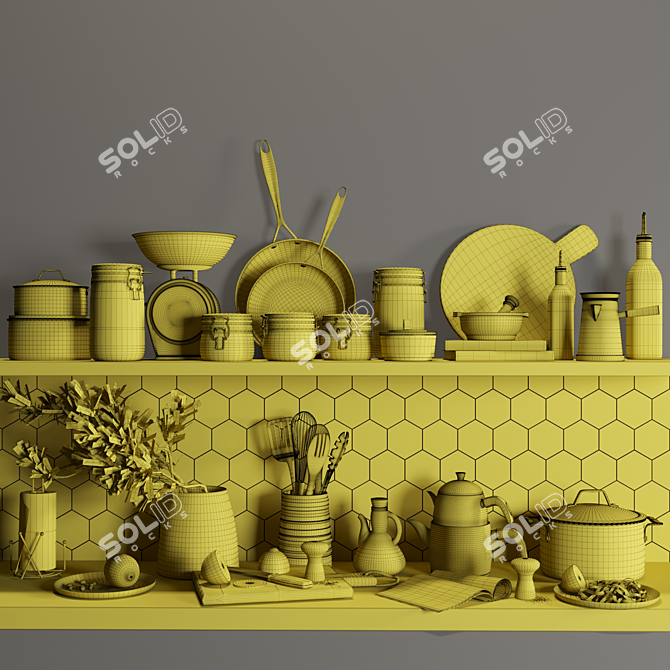 Sleek Kitchen Decor Set 3D model image 21