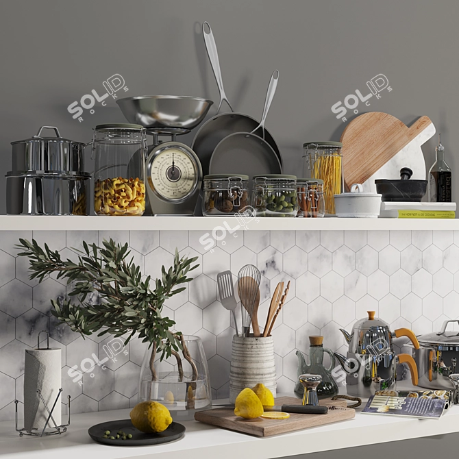 Sleek Kitchen Decor Set 3D model image 23