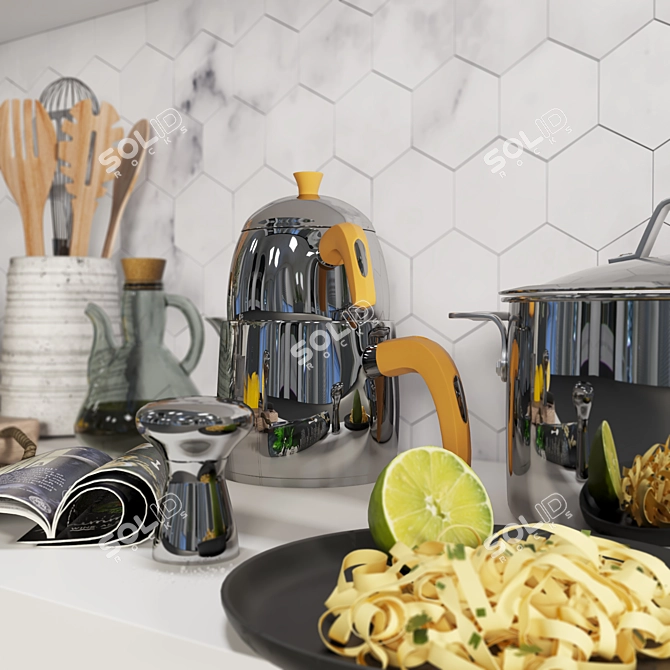 Sleek Kitchen Decor Set 3D model image 24