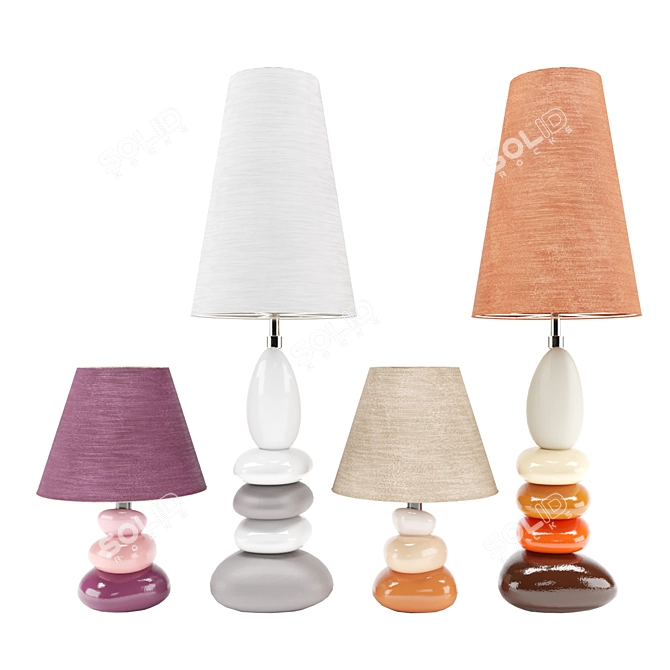 HOFF Ecume Ness Emma Table Lamps Set 3D model image 1