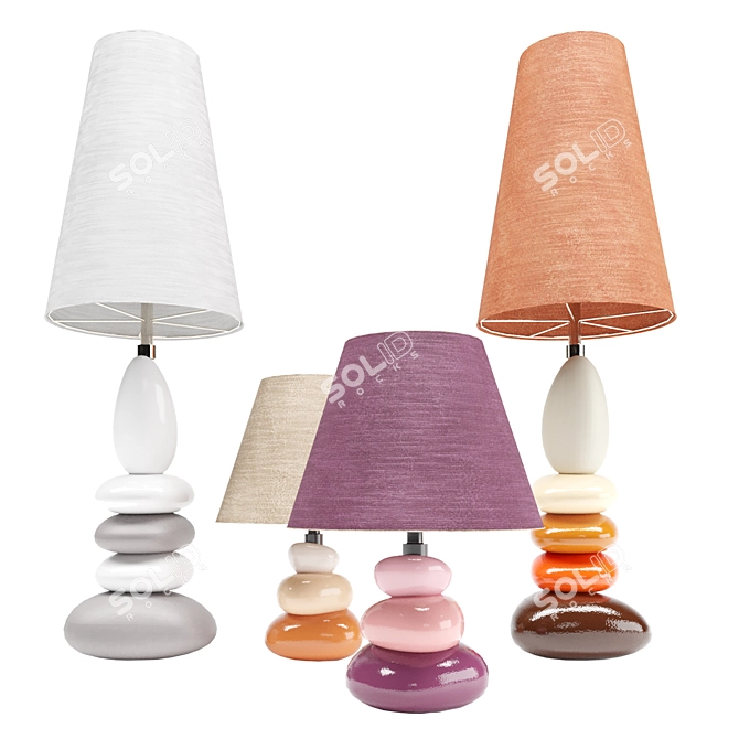 HOFF Ecume Ness Emma Table Lamps Set 3D model image 3