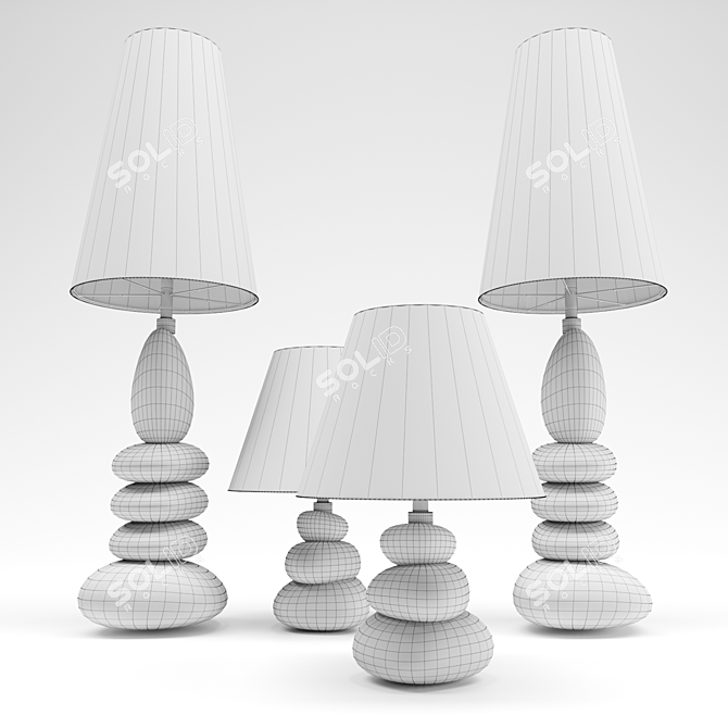 HOFF Ecume Ness Emma Table Lamps Set 3D model image 4