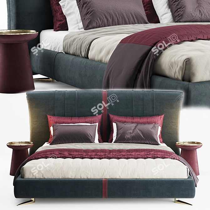 Elegant Bed Frame: 3D Model 3D model image 2