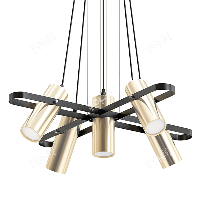 Modern Gold and Black GU10 Ceiling Chandelier 3D model image 1