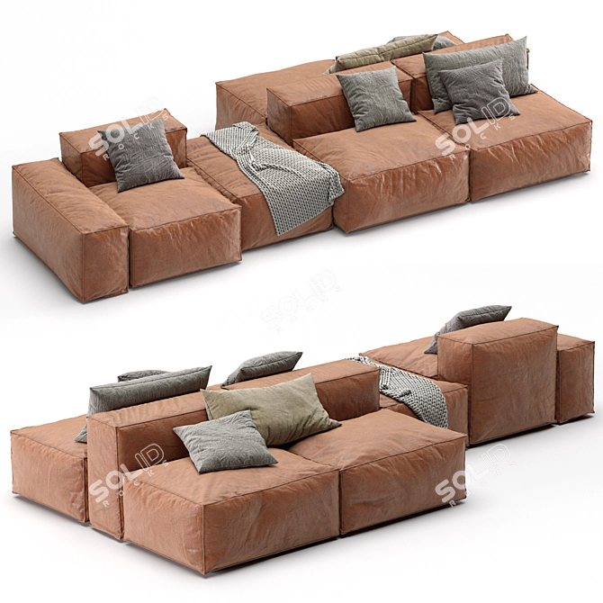 Bonaldo PEANUT B Leather Sofa 3D model image 1