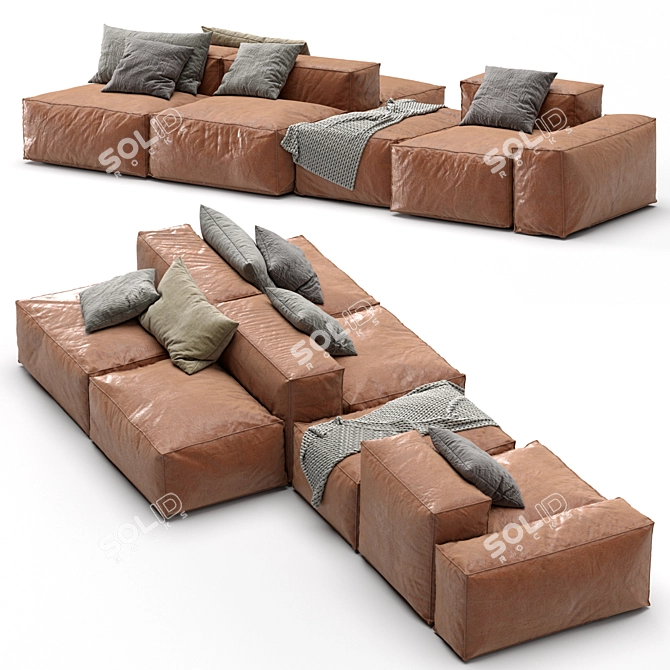 Bonaldo PEANUT B Leather Sofa 3D model image 2