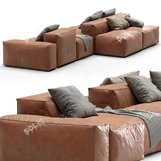 Bonaldo PEANUT B Leather Sofa 3D model image 3