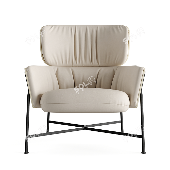 Caristo Low Back Velvet Armchair 3D model image 3