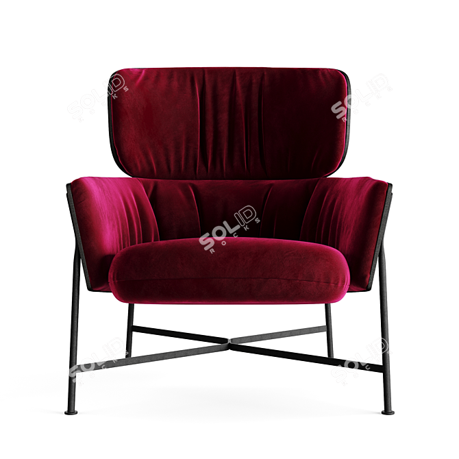 Caristo Low Back Velvet Armchair 3D model image 4