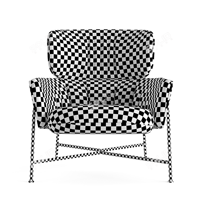 Caristo Low Back Velvet Armchair 3D model image 5