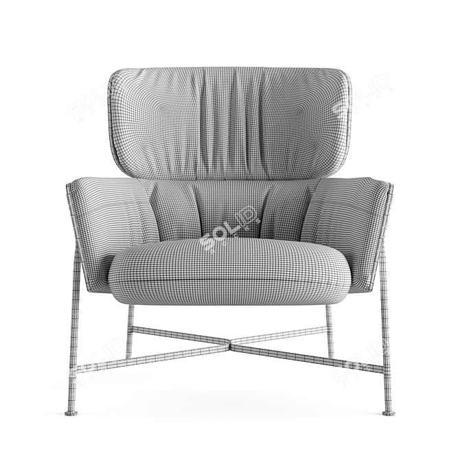 Caristo Low Back Velvet Armchair 3D model image 6