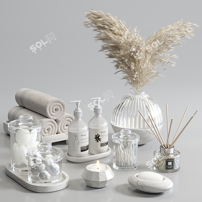 Modern Bathroom Accessories Set 3D model image 1