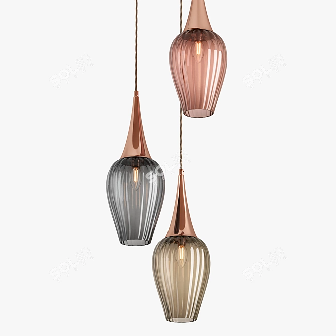 Retro Light Cluster Pendant - Exquisite Glass and Metal Lighting 3D model image 4