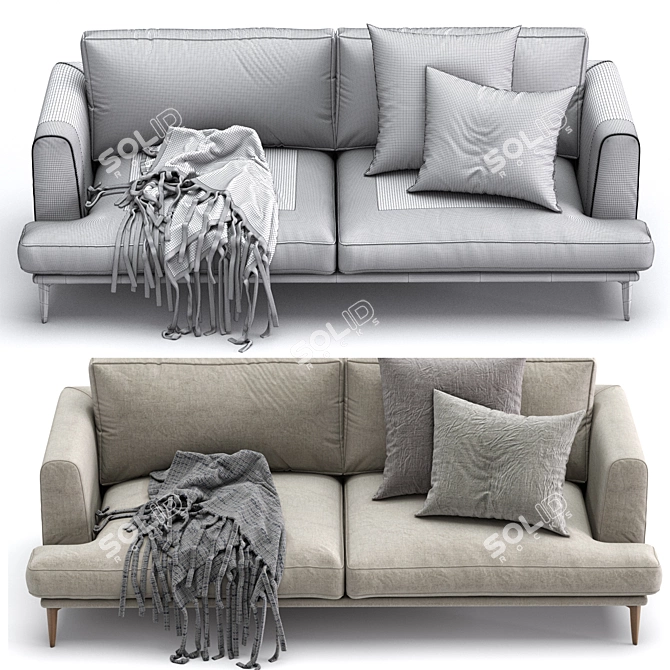 Contemporary Alexis Sofa: Modern Comfort in Millimeters 3D model image 4