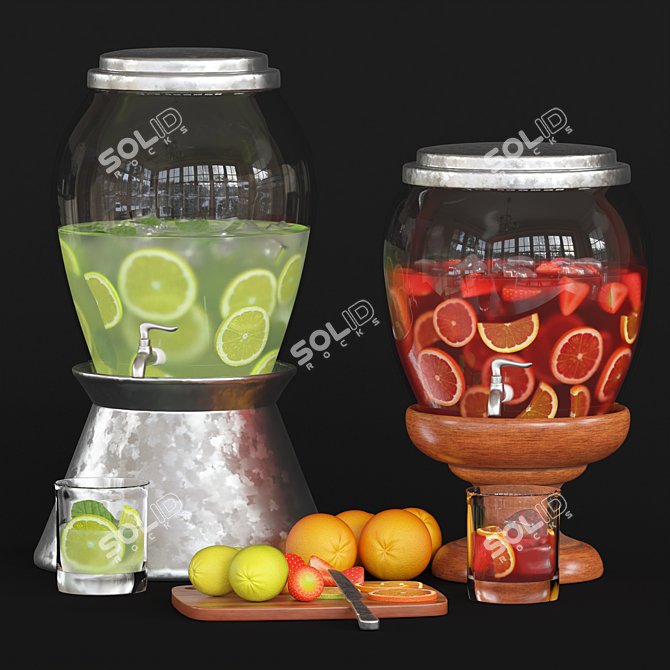 Elegant Glass Beverage Jar 3D model image 1