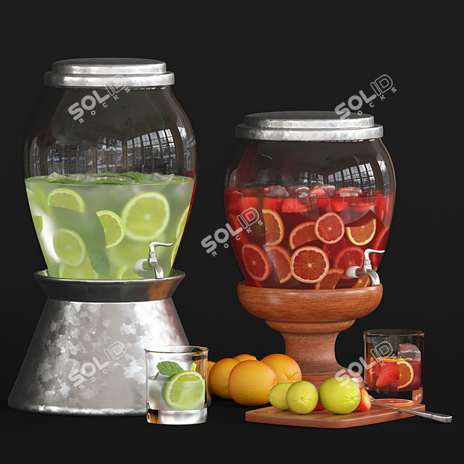 Elegant Glass Beverage Jar 3D model image 2