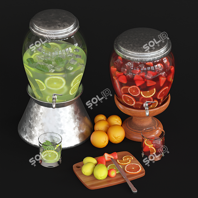 Elegant Glass Beverage Jar 3D model image 3