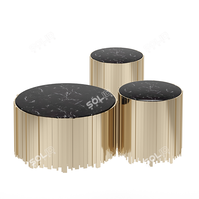Gold Empire Round Coffee Table Set 3D model image 1