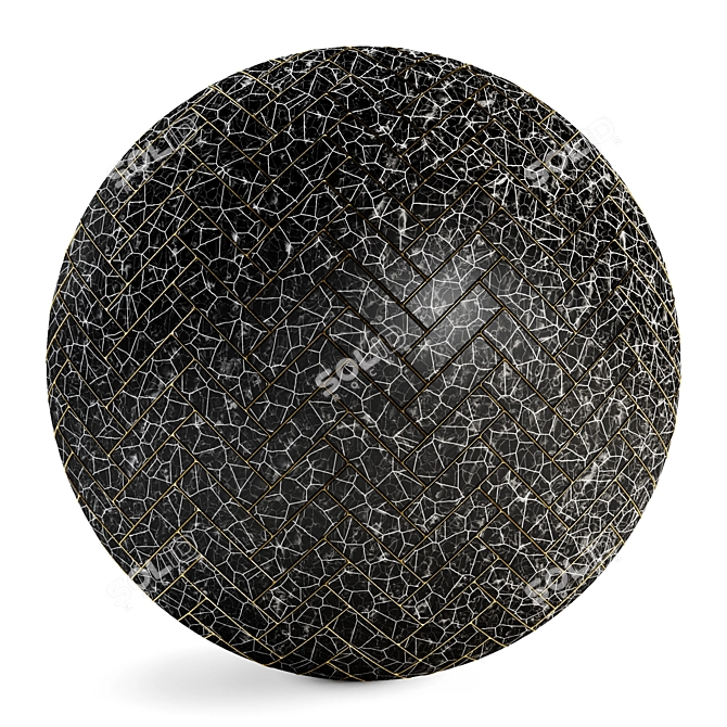 Monochrome PBR Marble Floor Tile 3D model image 3