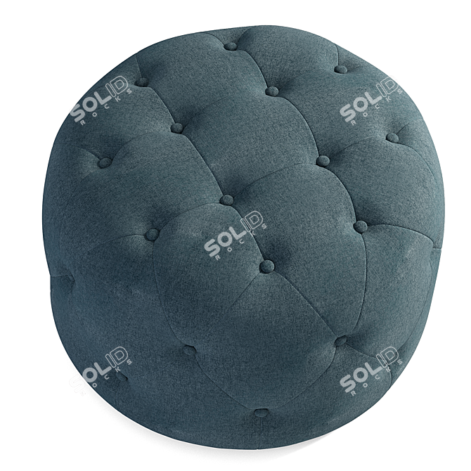 Vintage Gold Velvet Hampton Pouf - Small & Round 3D model image 2