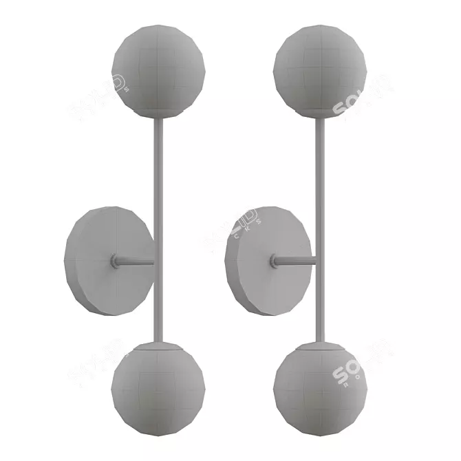 Contemporary 2-Light Ball Wall Sconce 3D model image 2