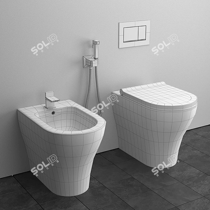 Elegant Italian Back to Wall WC/Bidet 3D model image 3