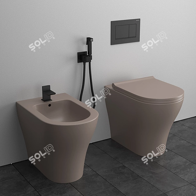 Elegant Italian Back to Wall WC/Bidet 3D model image 4