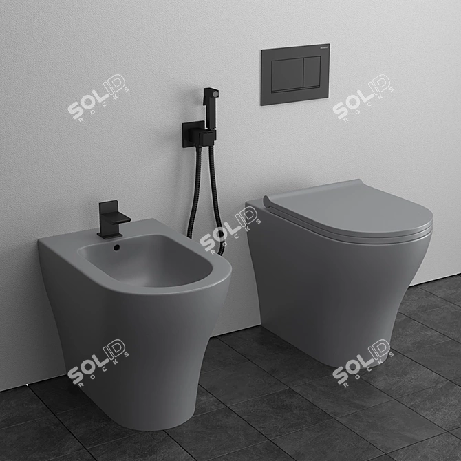 Elegant Italian Back to Wall WC/Bidet 3D model image 5