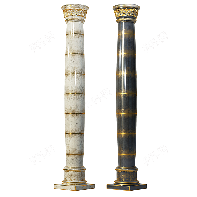 Elegant Classic Column: Black & Gold | White & Gold 3D model image 2