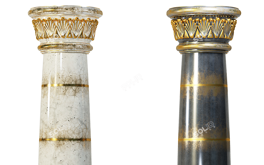 Elegant Classic Column: Black & Gold | White & Gold 3D model image 3