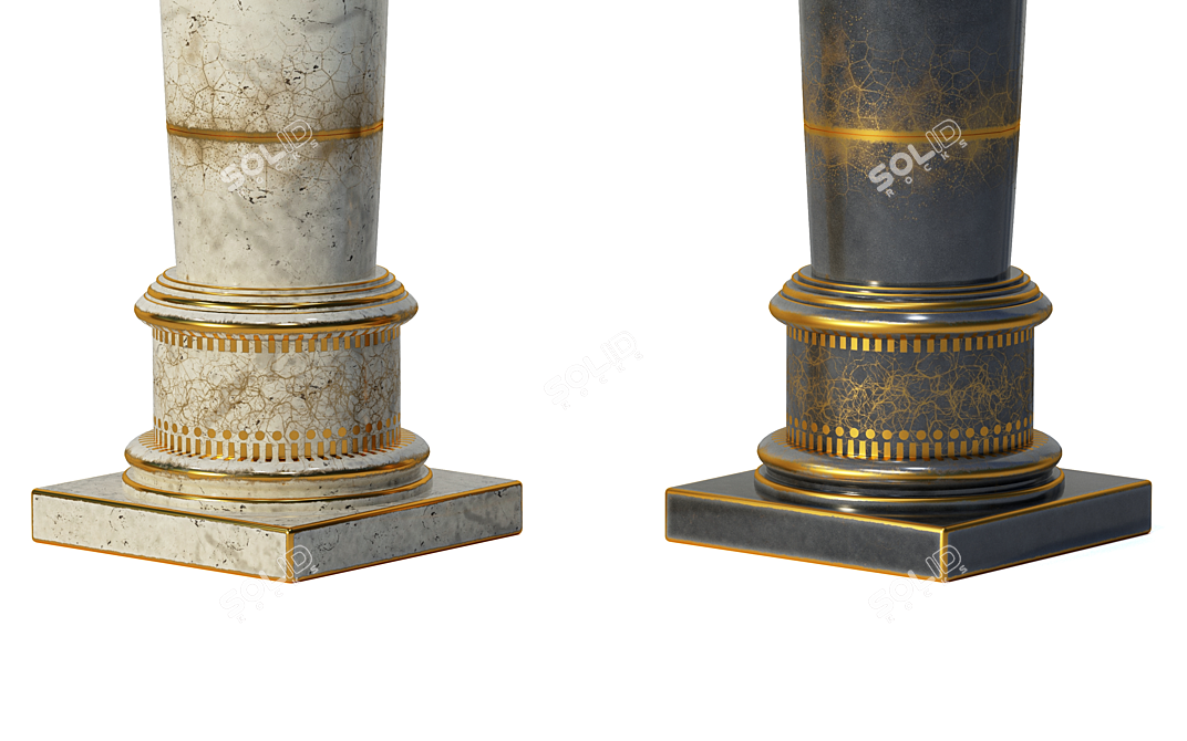 Elegant Classic Column: Black & Gold | White & Gold 3D model image 4