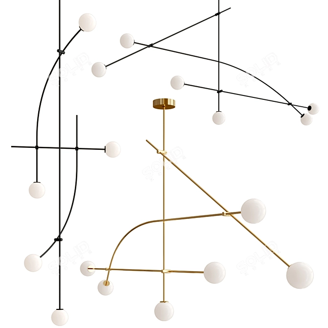 Elegant Tempo 8' Chandelier 3D model image 1