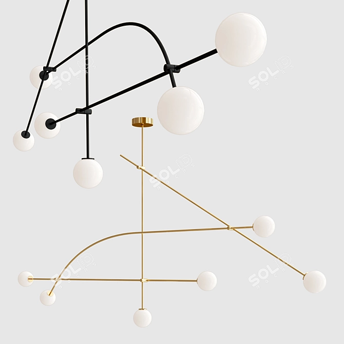 Elegant Tempo 8' Chandelier 3D model image 3