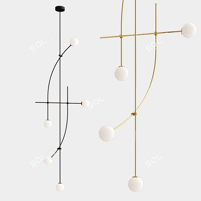 Elegant Tempo 8' Chandelier 3D model image 4