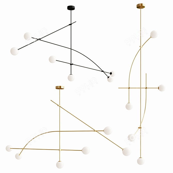 Elegant Tempo 8' Chandelier 3D model image 5