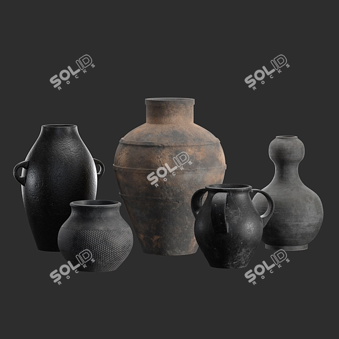 Handcrafted Ceramic Vases: Artisan Collection 3D model image 1
