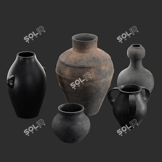 Handcrafted Ceramic Vases: Artisan Collection 3D model image 2