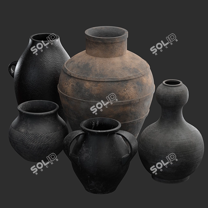 Handcrafted Ceramic Vases: Artisan Collection 3D model image 3