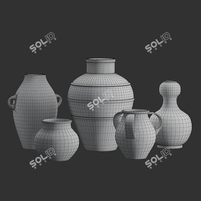 Handcrafted Ceramic Vases: Artisan Collection 3D model image 4