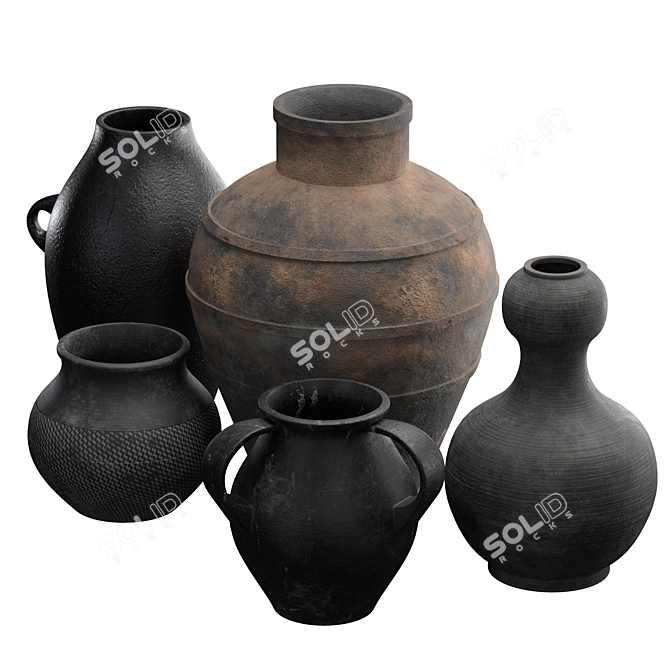 Handcrafted Ceramic Vases: Artisan Collection 3D model image 5